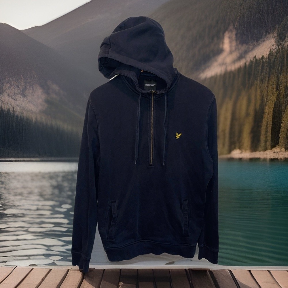Lyle And Scott Half Zip Pullover Sweatshirt Men L Black Preppy Athleisure Casual